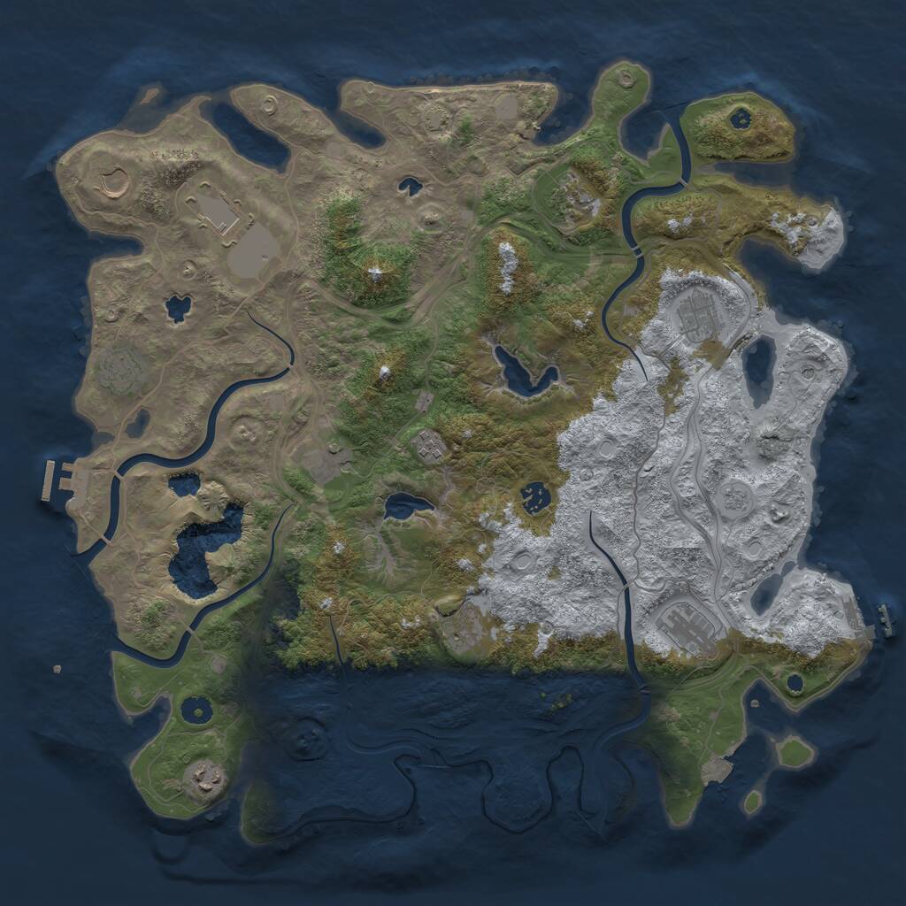 Rust Map: Procedural Map, Size: 4500, Seed: 1236899246, 17 Monuments