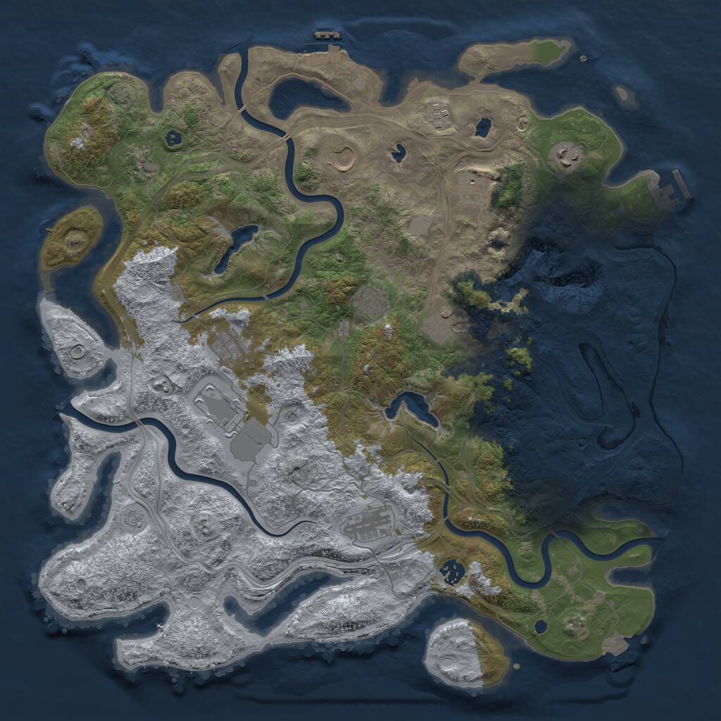Rust Map: Procedural Map, Size: 4500, Seed: 1882866485, 17 Monuments