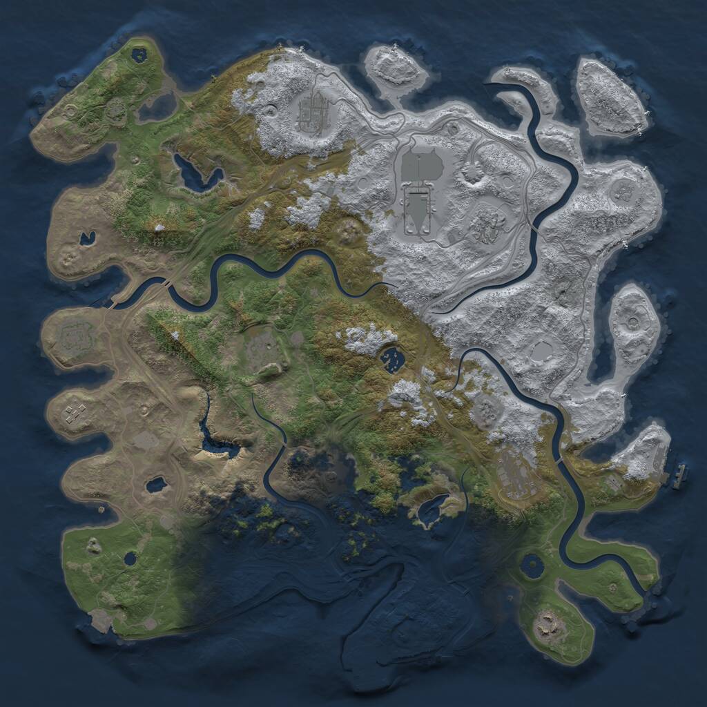 Rust Map: Procedural Map, Size: 4500, Seed: 2144774919, 16 Monuments