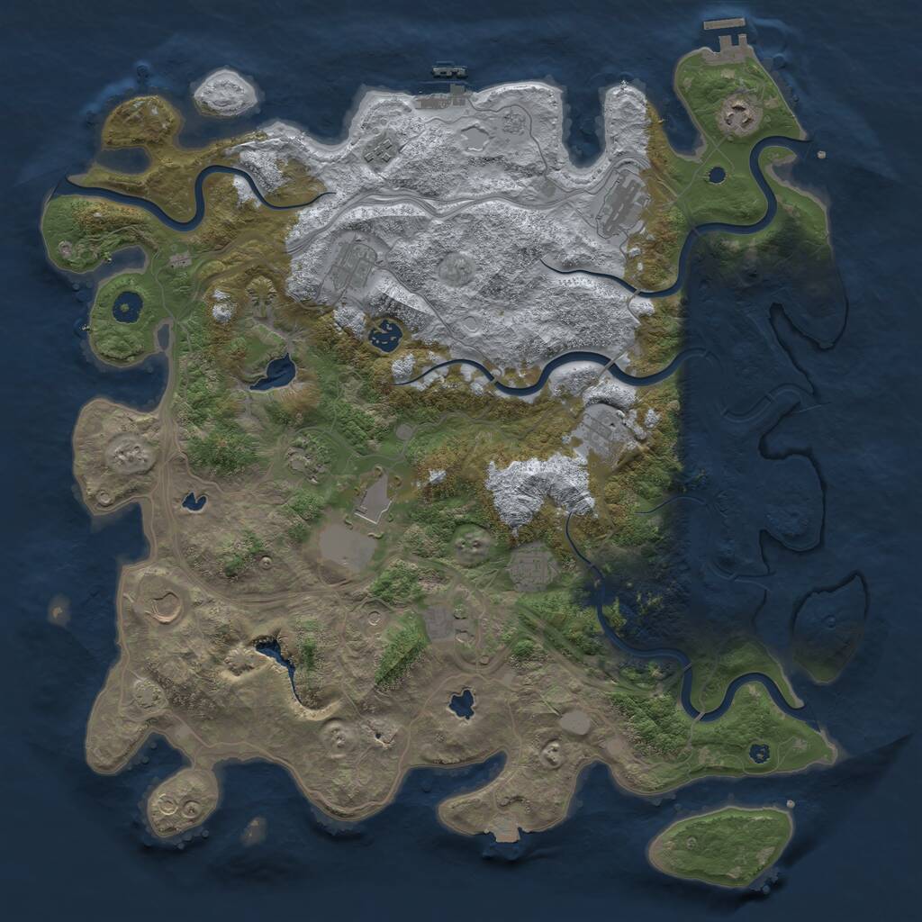 Rust Map: Procedural Map, Size: 4500, Seed: 8074668, 17 Monuments