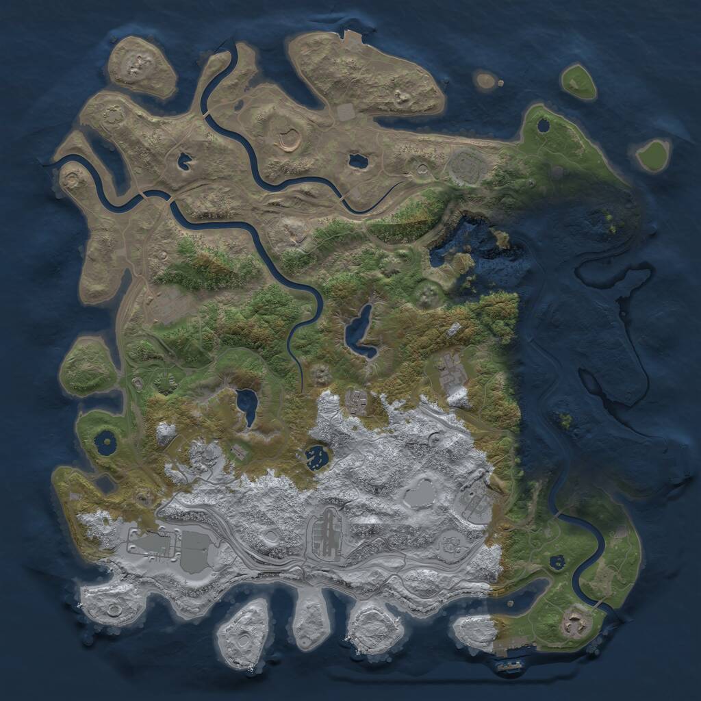 Rust Map: Procedural Map, Size: 4500, Seed: 1308873516, 17 Monuments