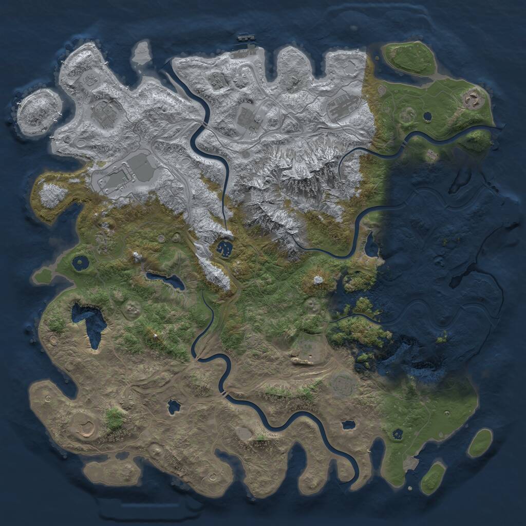 Rust Map: Procedural Map, Size: 5000, Seed: 313552312, 17 Monuments