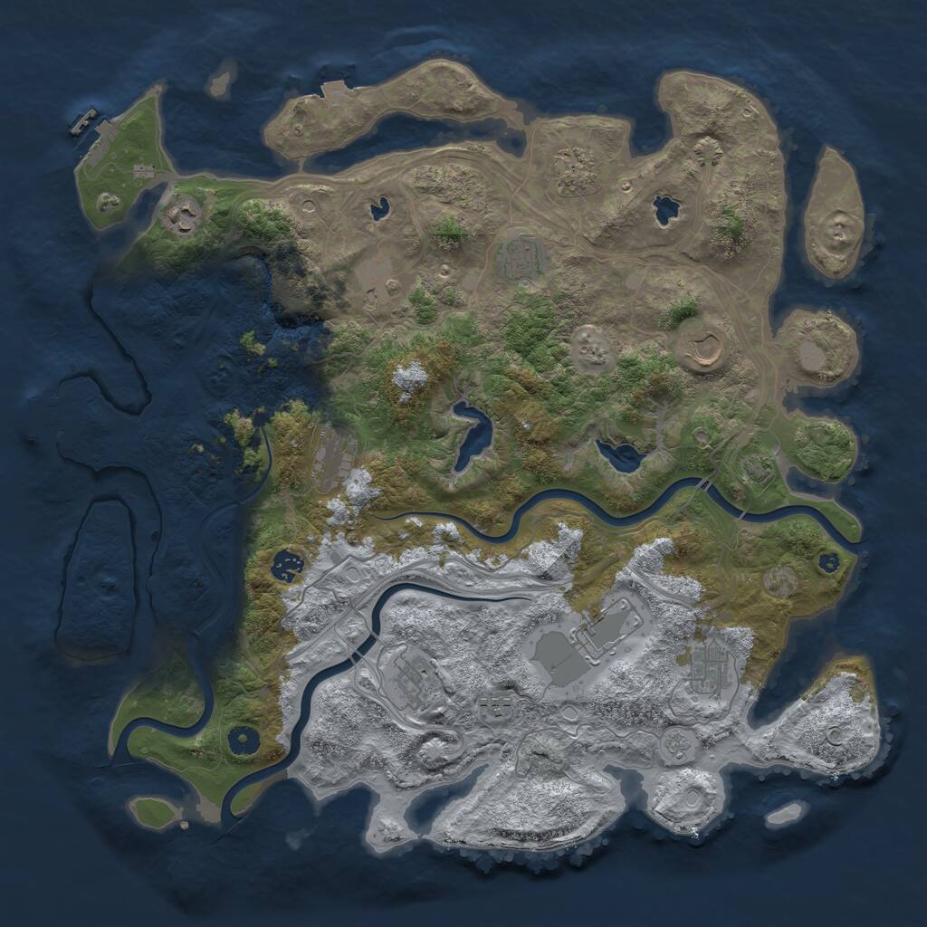 Rust Map: Procedural Map, Size: 4500, Seed: 2053354995, 17 Monuments