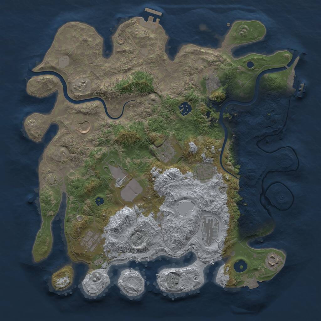 Rust Map: Procedural Map, Size: 3750, Seed: 983314475, 15 Monuments