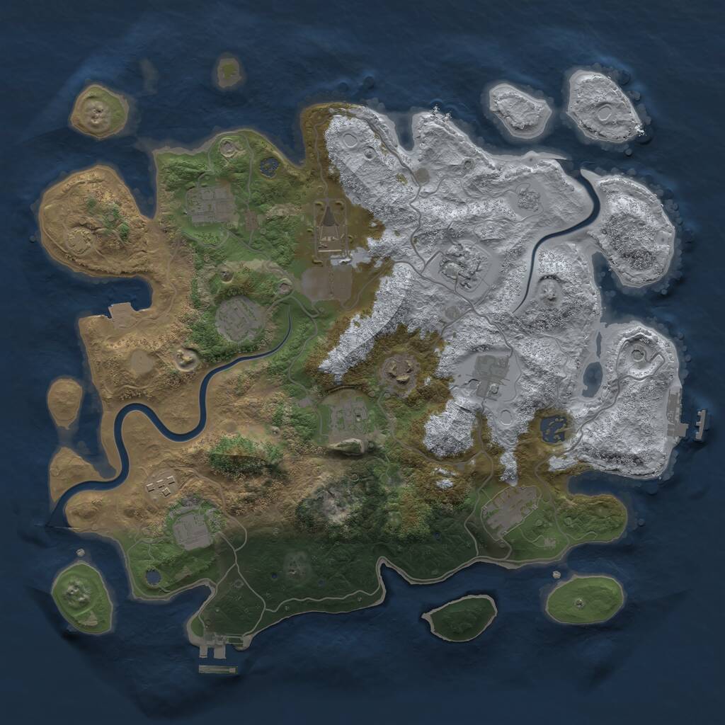 Rust Map: Procedural Map, Size: 3750, Seed: 820937716, 18 Monuments