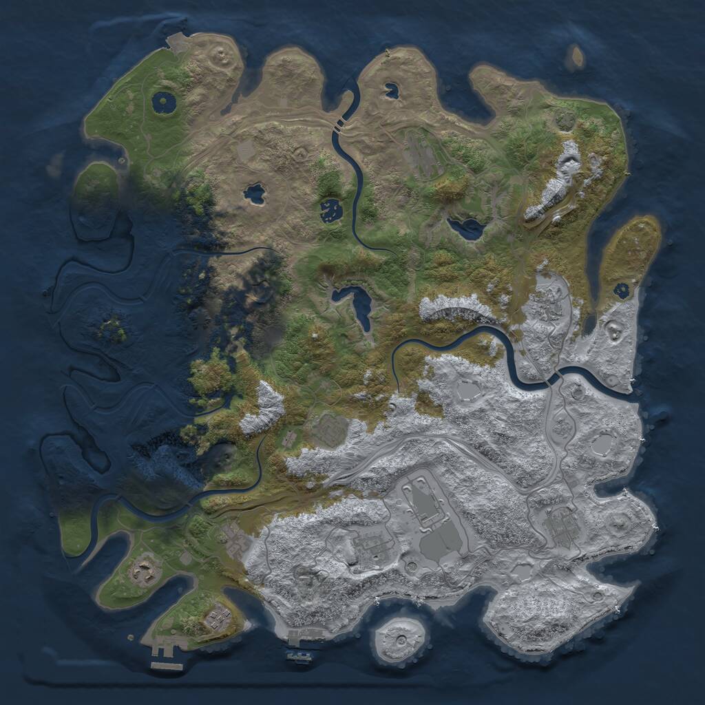 Rust Map: Procedural Map, Size: 4500, Seed: 34768200, 17 Monuments