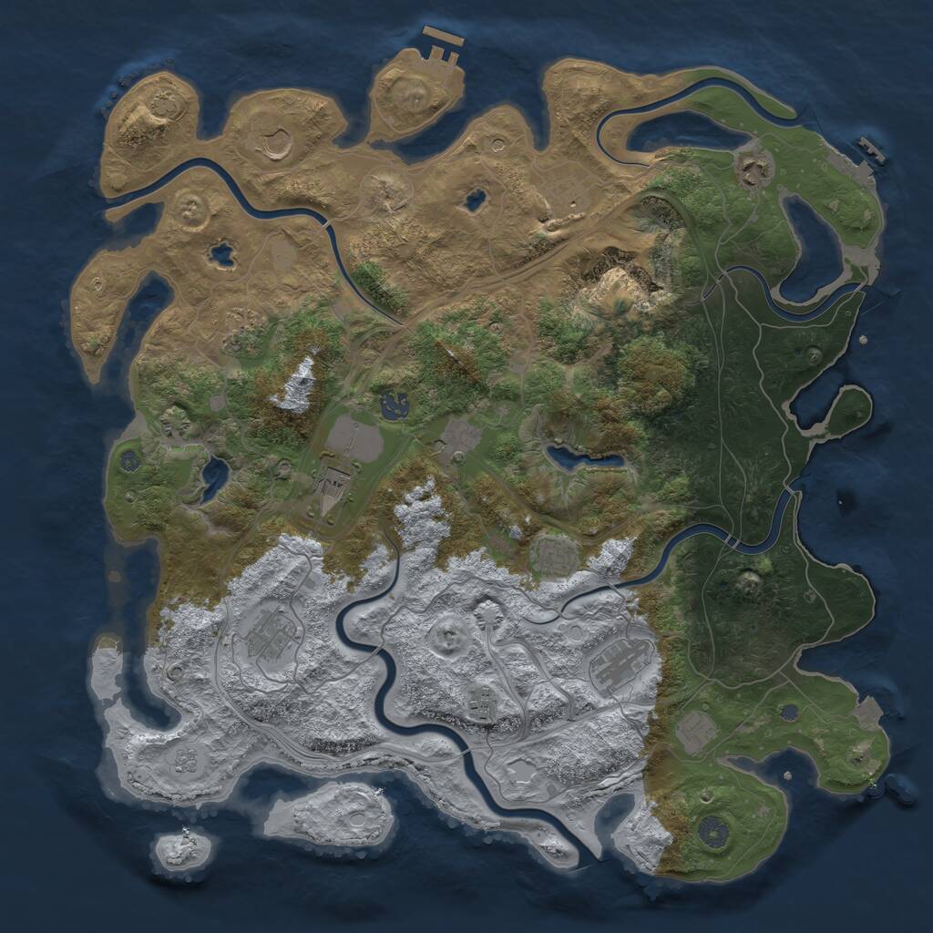 Rust Map: Procedural Map, Size: 4500, Seed: 729740283, 17 Monuments