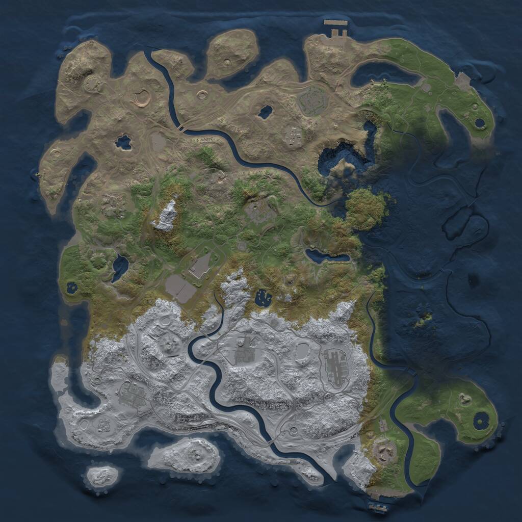 Rust Map: Procedural Map, Size: 4500, Seed: 729740283, 17 Monuments