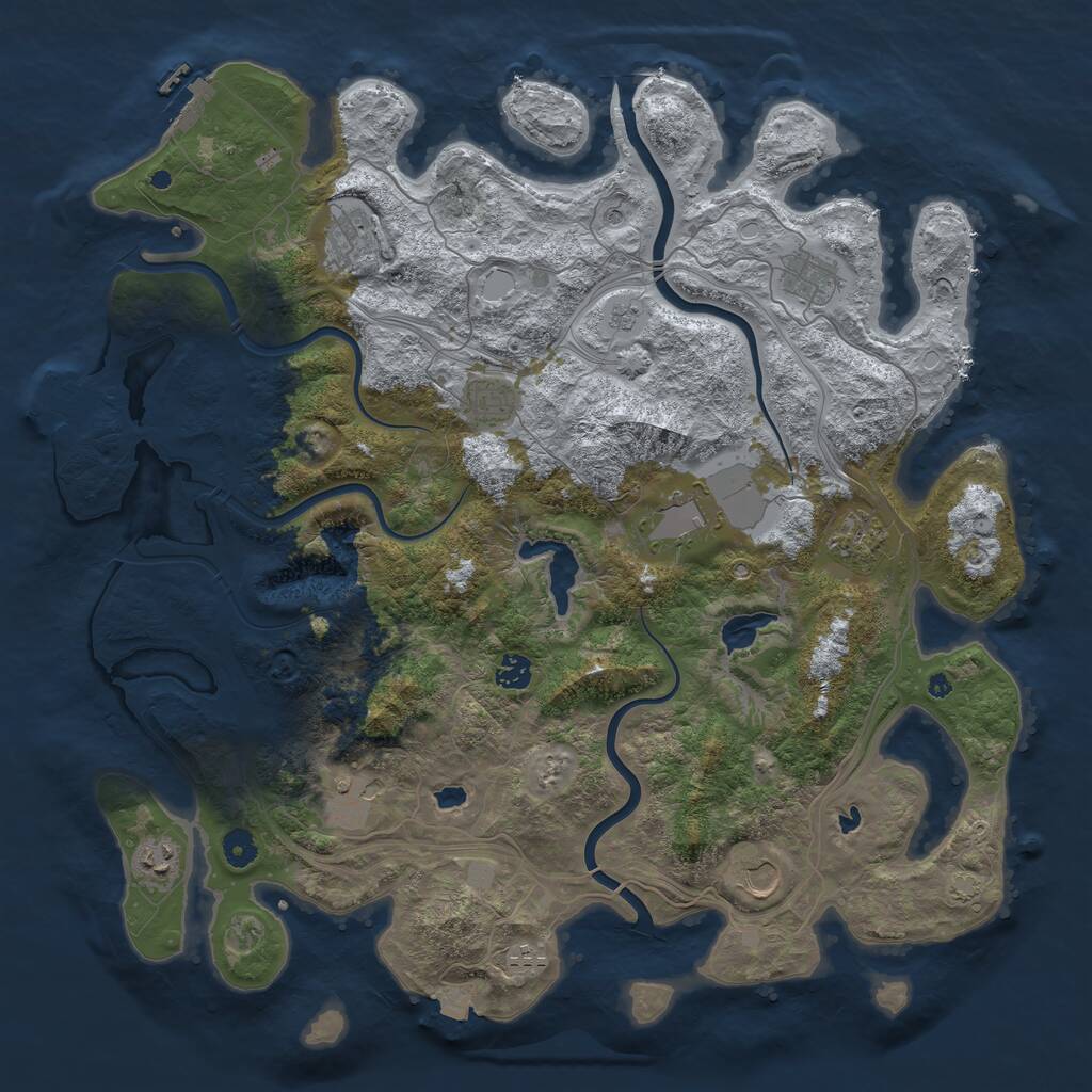 Rust Map: Procedural Map, Size: 4500, Seed: 1015571811, 16 Monuments