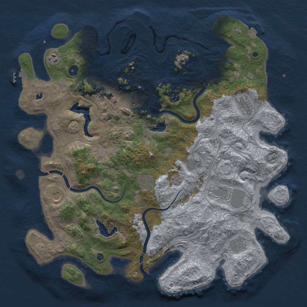 Rust Map: Procedural Map, Size: 4500, Seed: 255189119, 16 Monuments