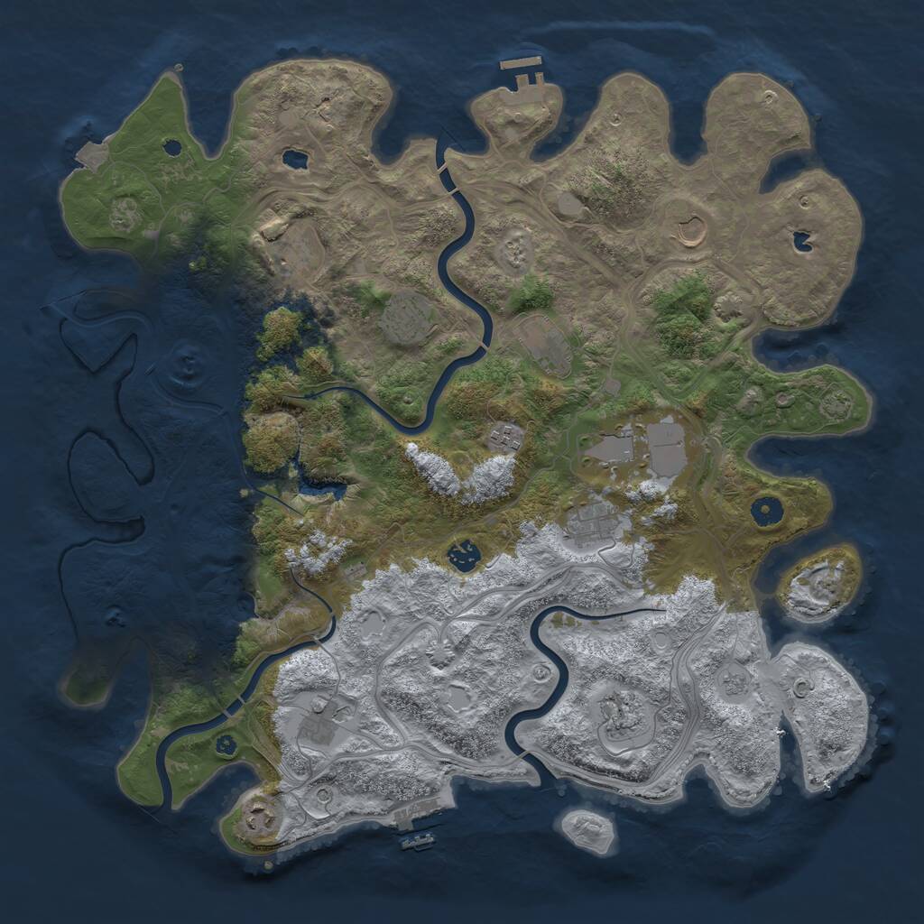 Rust Map: Procedural Map, Size: 4500, Seed: 1877924849, 17 Monuments