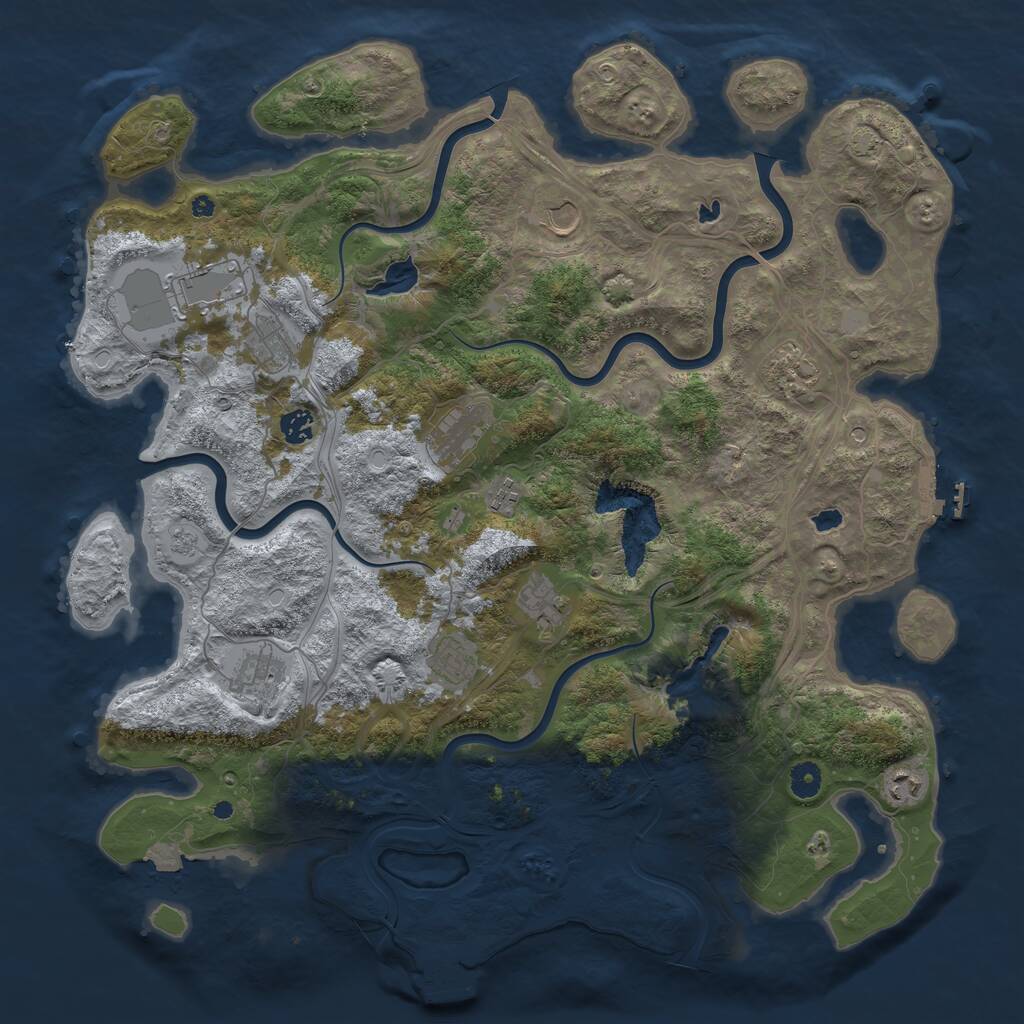 Rust Map: Procedural Map, Size: 4500, Seed: 1232718911, 17 Monuments