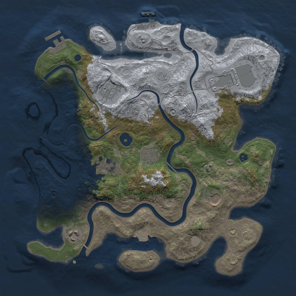 Rust Map: Procedural Map, Size: 3500, Seed: 2090294598, 13 Monuments