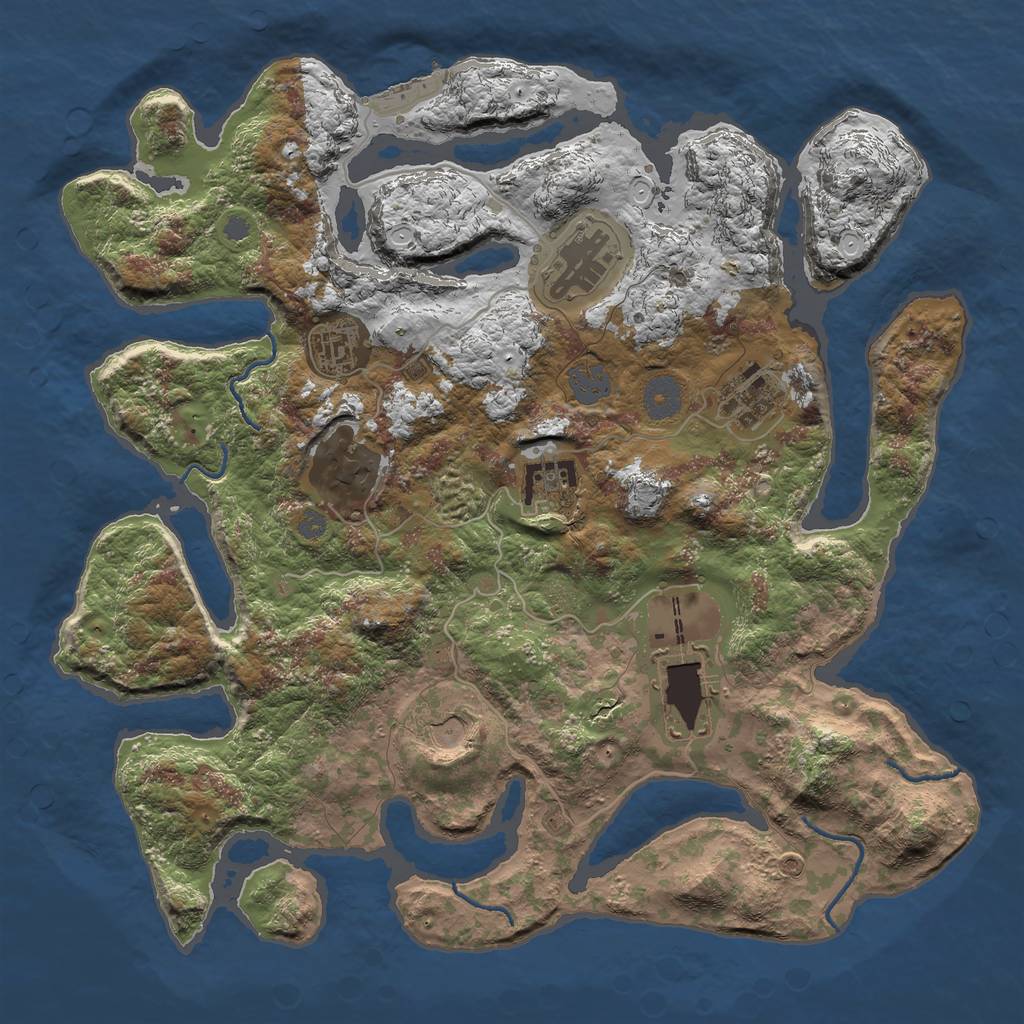 Rust Map: Procedural Map, Size: 3700, Seed: 8012019, 13 Monuments