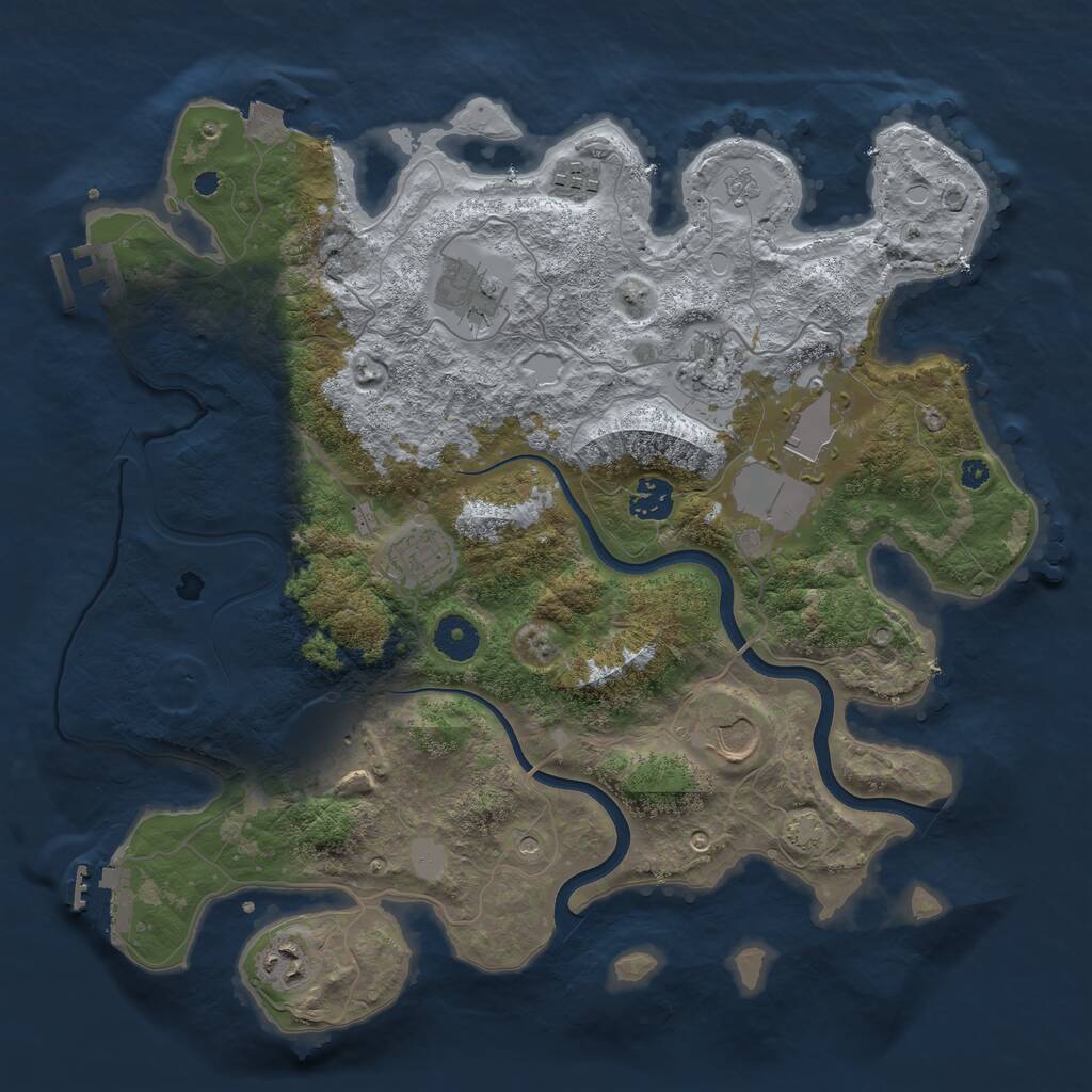 Rust Map: Procedural Map, Size: 3700, Seed: 8012019, 15 Monuments