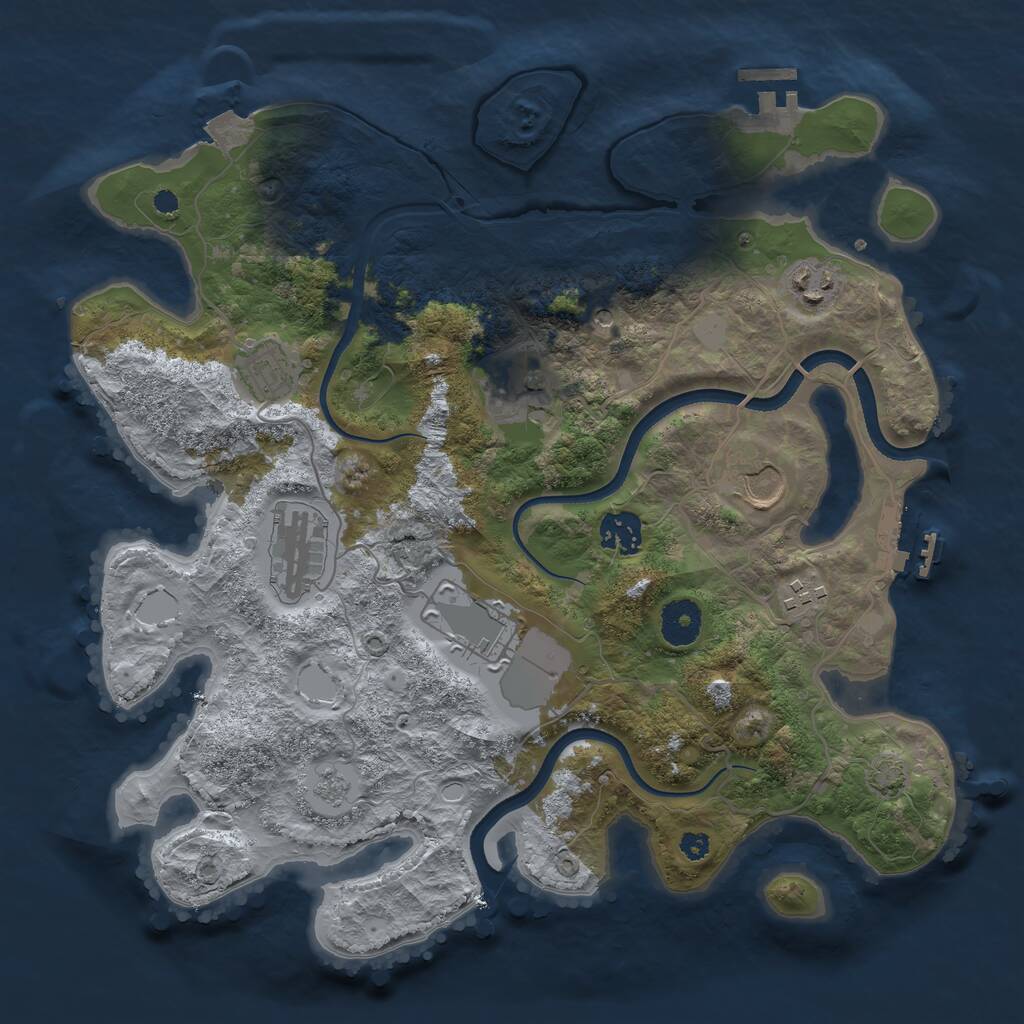 Rust Map: Procedural Map, Size: 3500, Seed: 14312, 14 Monuments