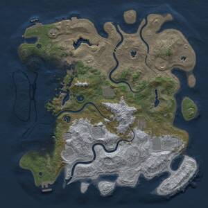 Thumbnail Rust Map: Procedural Map, Size: 4500, Seed: 1295007678, 17 Monuments