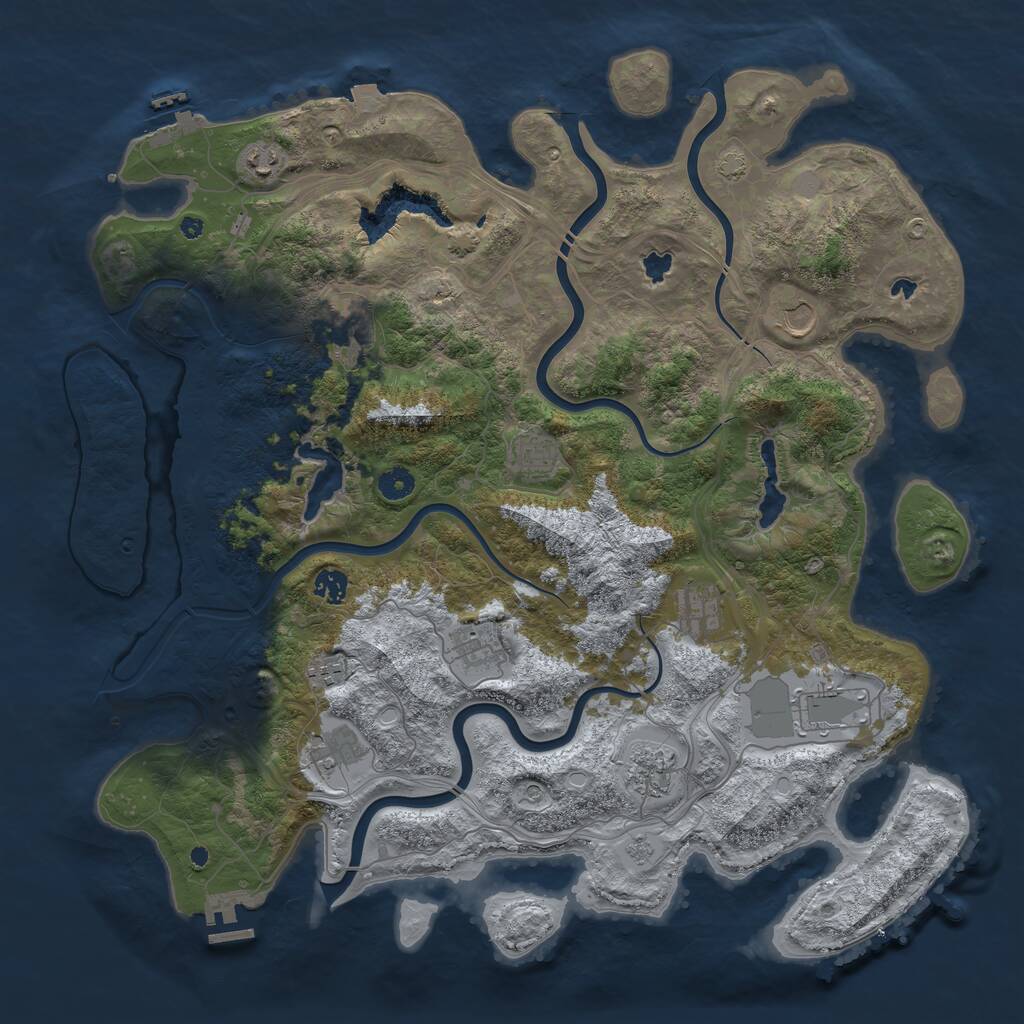 Rust Map: Procedural Map, Size: 4500, Seed: 1295007678, 17 Monuments