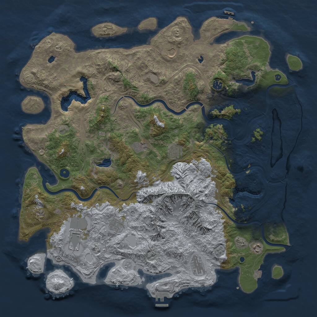 Rust Map: Procedural Map, Size: 5000, Seed: 1344638477, 16 Monuments