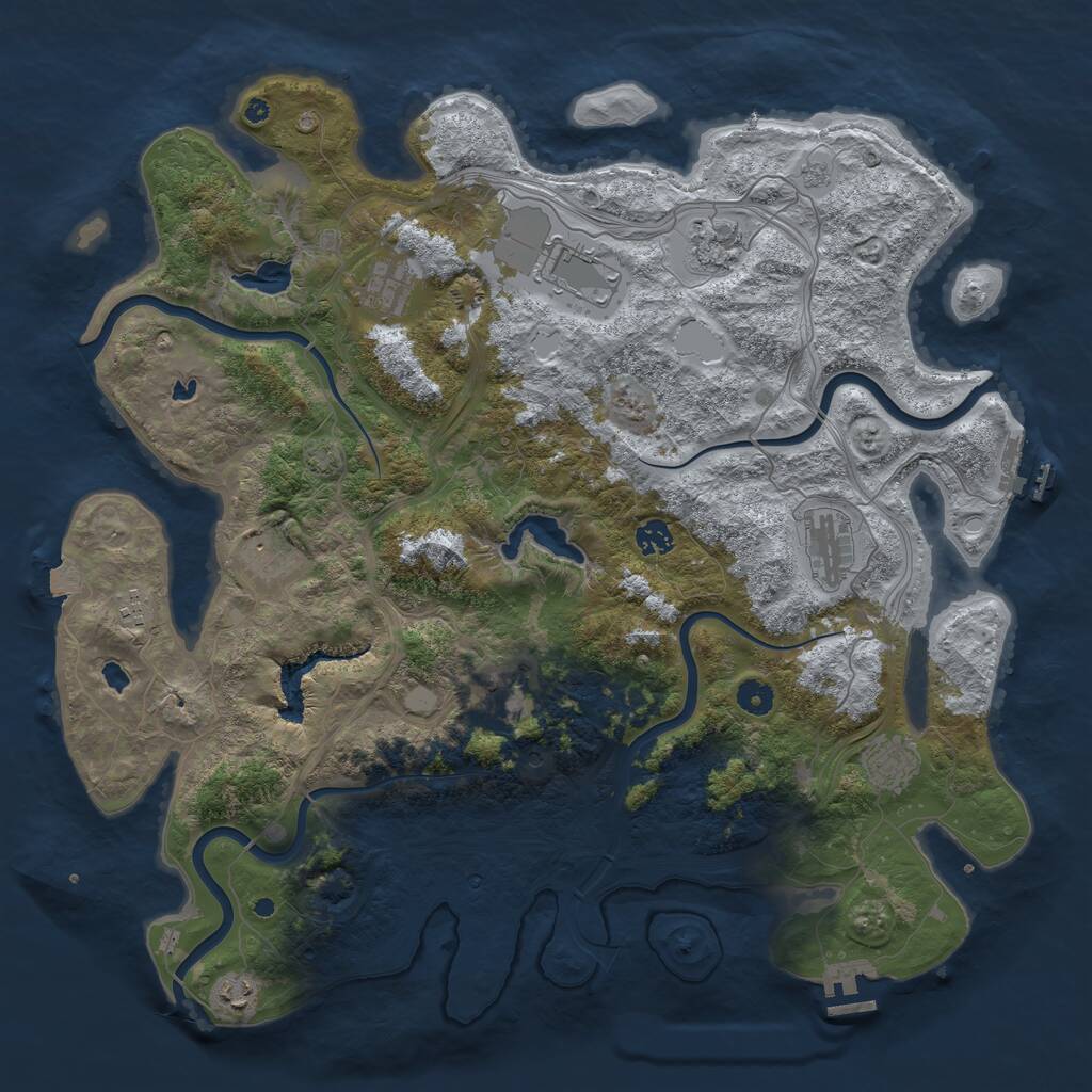 Rust Map: Procedural Map, Size: 4500, Seed: 1273566690, 16 Monuments