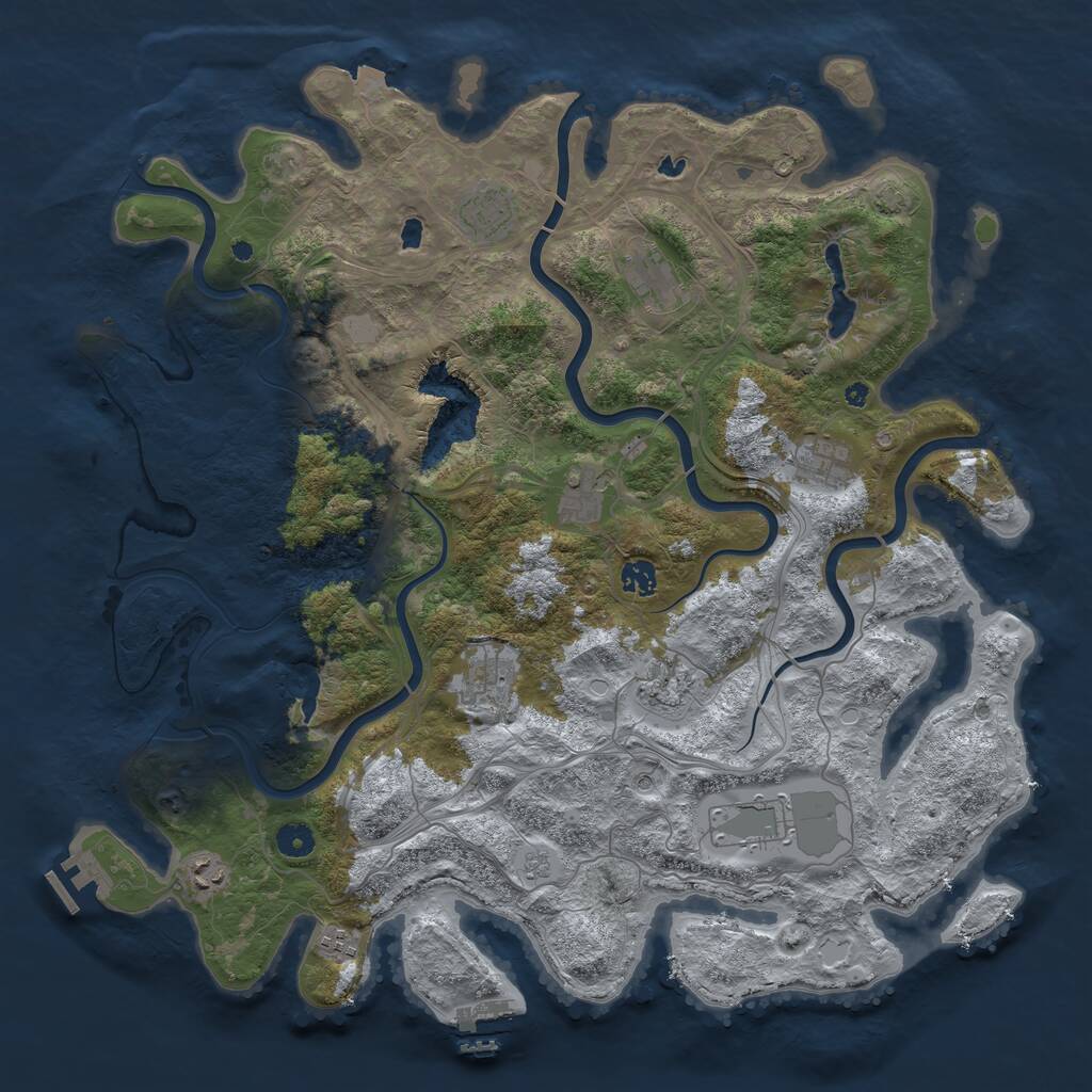 Rust Map: Procedural Map, Size: 4500, Seed: 1359435790, 16 Monuments