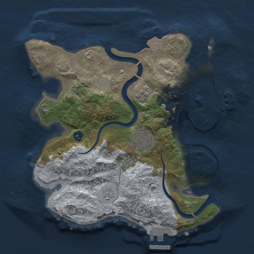 Rust Map: Procedural Map, Size: 2500, Seed: 58714, 8 Monuments