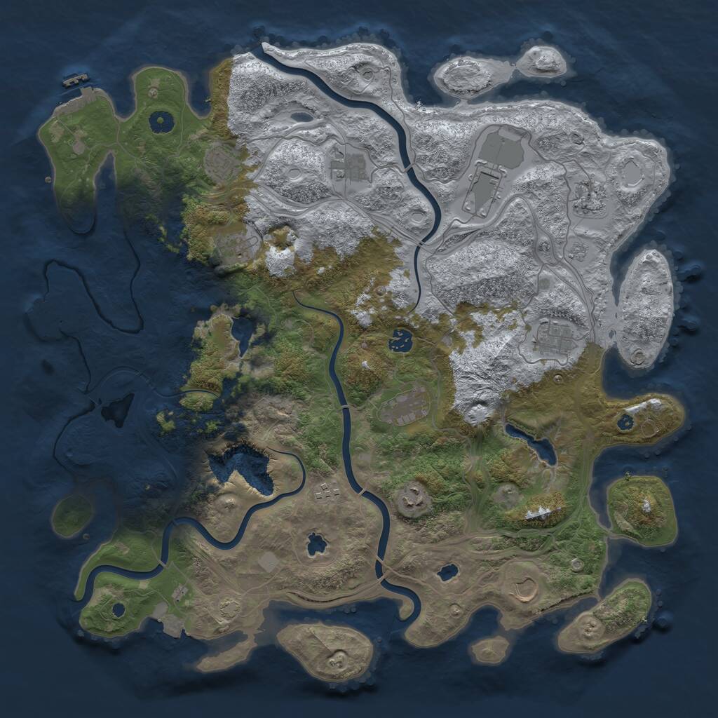Rust Map: Procedural Map, Size: 4500, Seed: 337323831, 17 Monuments