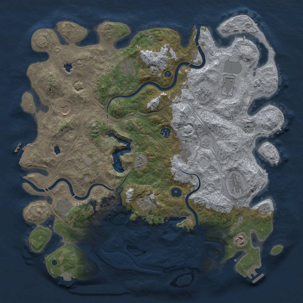 Rust Map: Procedural Map, Size: 4500, Seed: 1428545905, 17 Monuments
