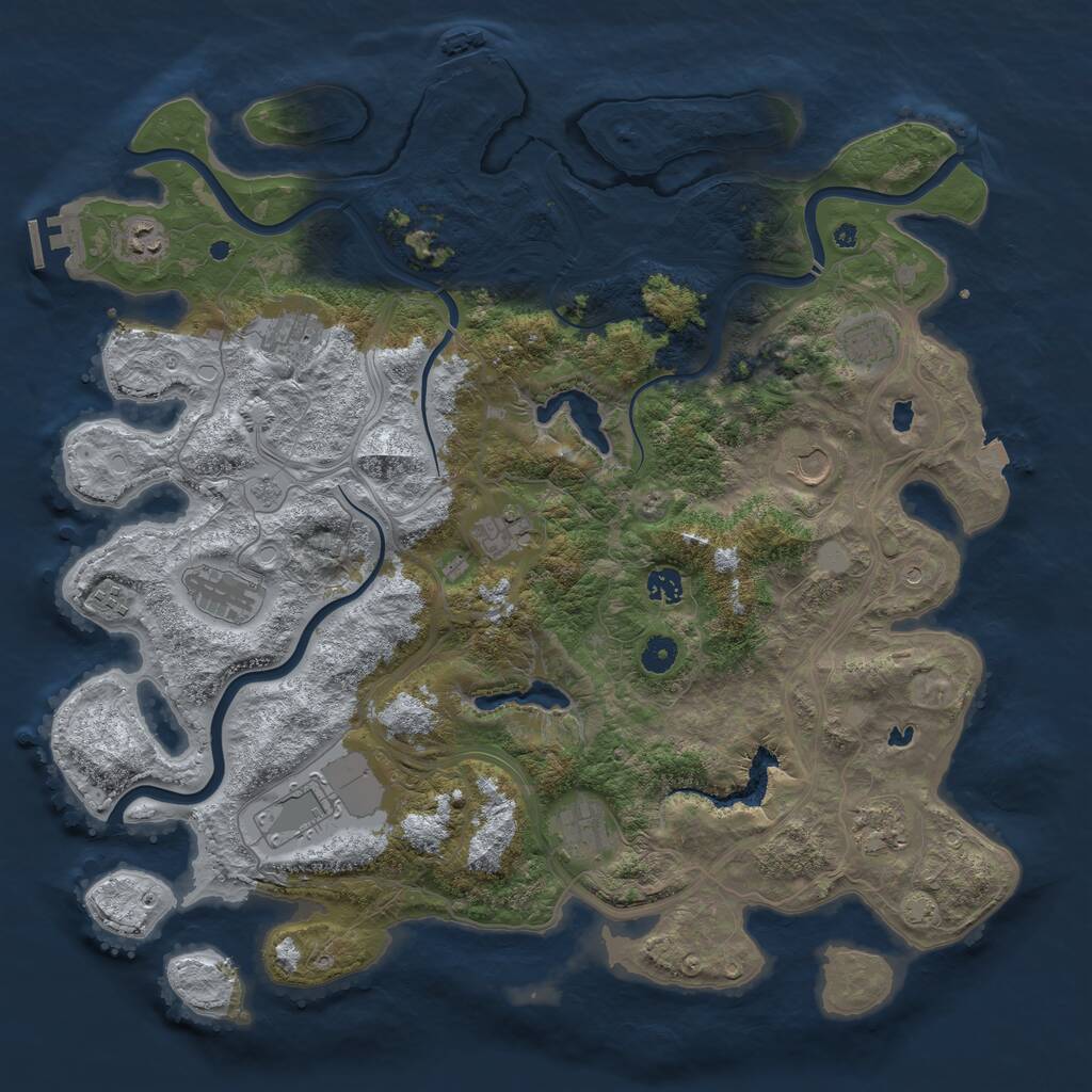 Rust Map: Procedural Map, Size: 4500, Seed: 989397617, 17 Monuments