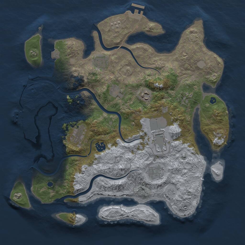 Rust Map: Procedural Map, Size: 3750, Seed: 1255398924, 15 Monuments