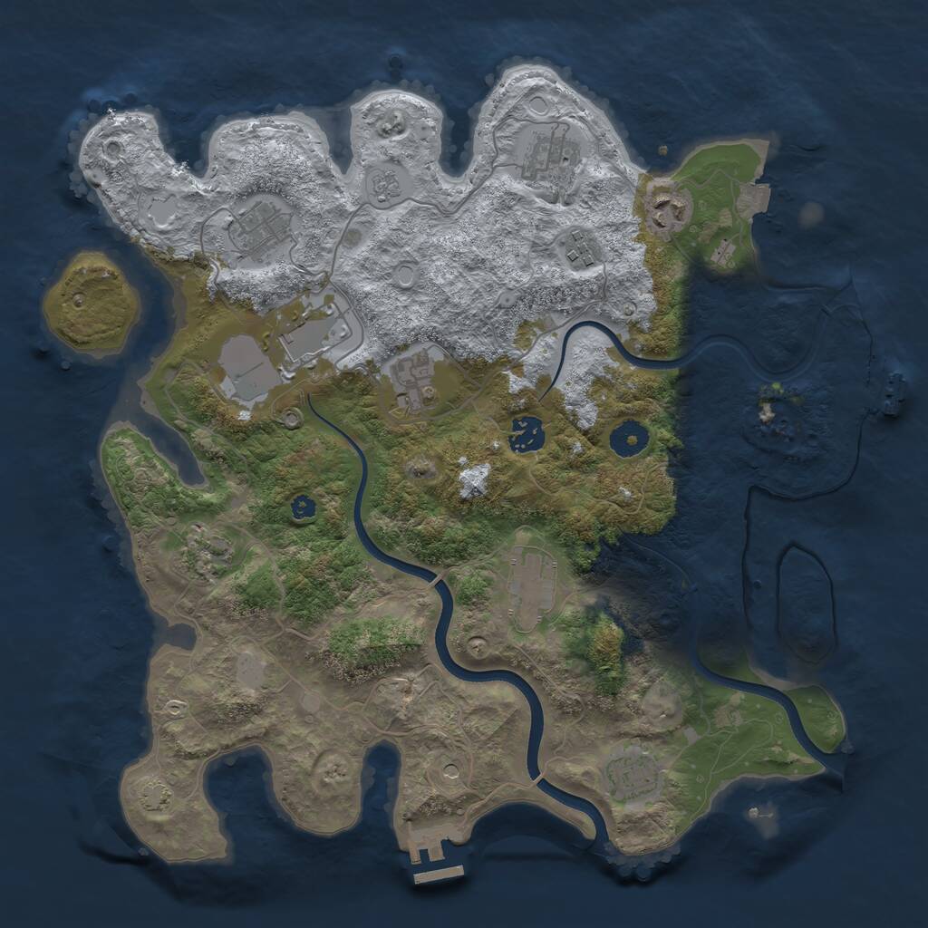 Rust Map: Procedural Map, Size: 3750, Seed: 788337232, 16 Monuments