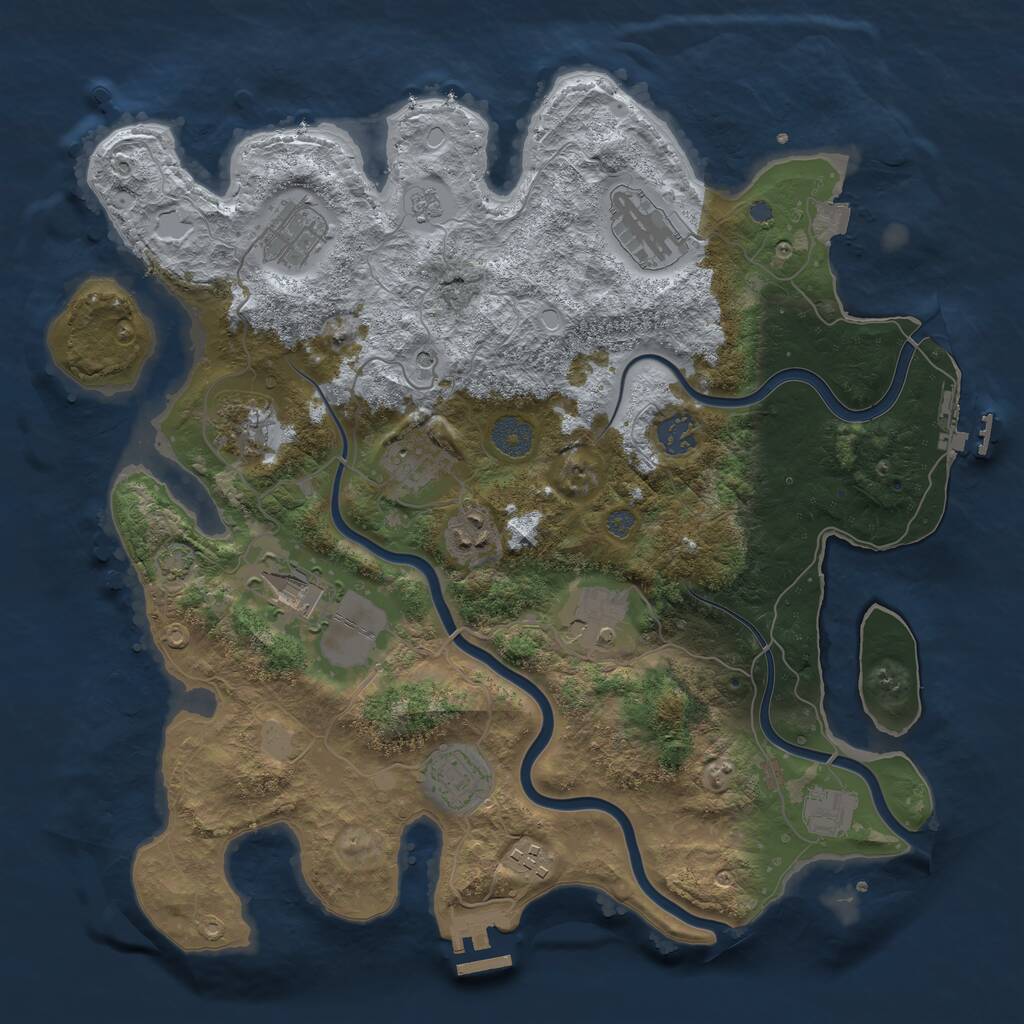 Rust Map: Procedural Map, Size: 3750, Seed: 788337232, 18 Monuments