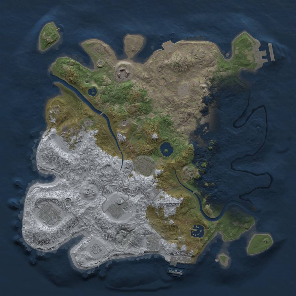 Rust Map: Procedural Map, Size: 3300, Seed: 440581992, 14 Monuments