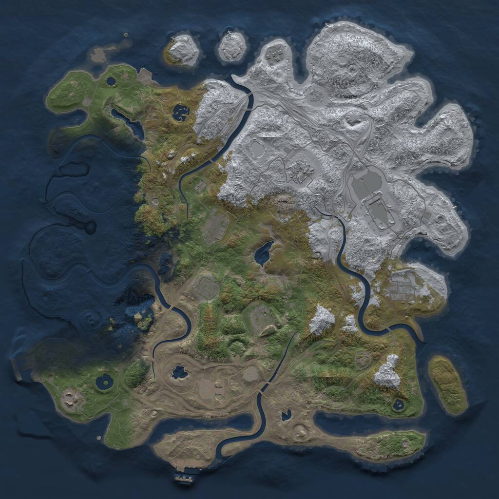 Rust Map: Procedural Map, Size: 4500, Seed: 840917523, 16 Monuments
