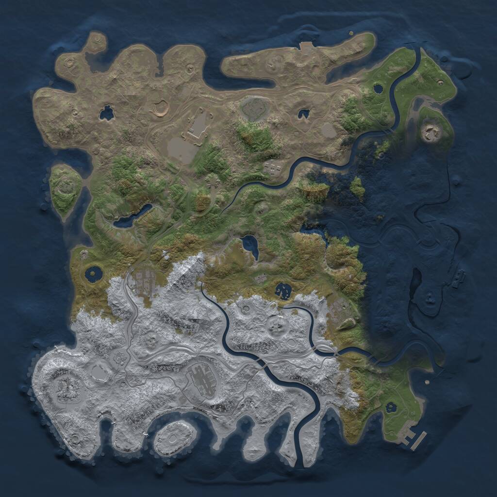 Rust Map: Procedural Map, Size: 4500, Seed: 51406219, 16 Monuments