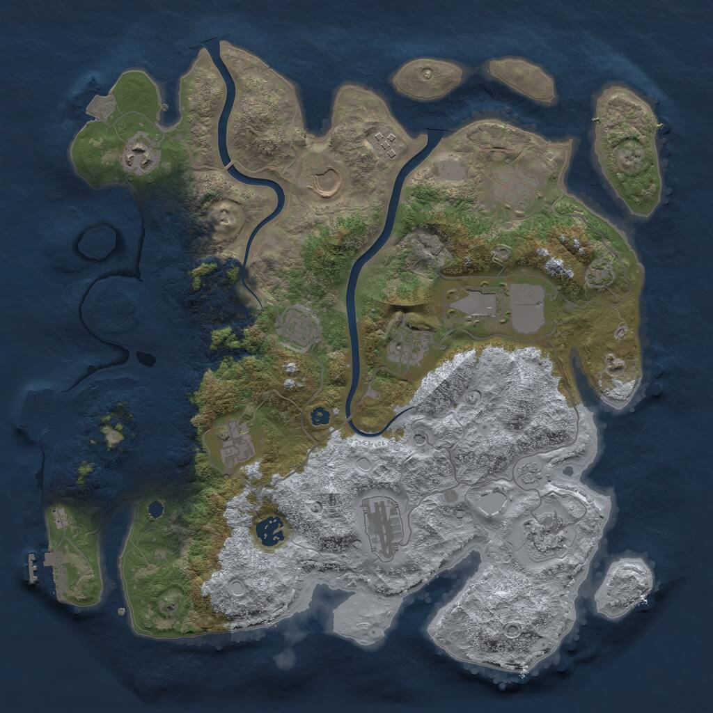 Rust Map: Procedural Map, Size: 3750, Seed: 721877024, 17 Monuments