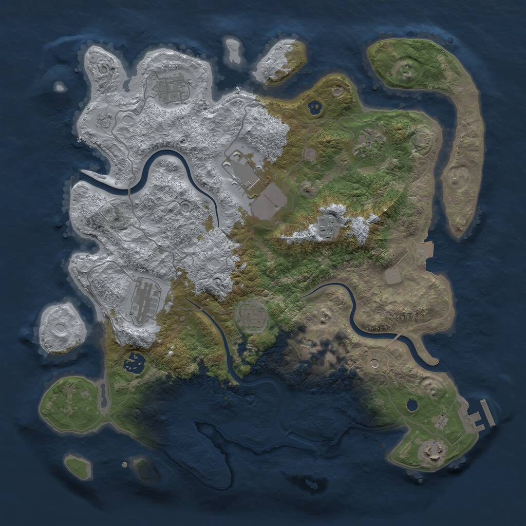 Rust Map: Procedural Map, Size: 3750, Seed: 1108491081, 14 Monuments