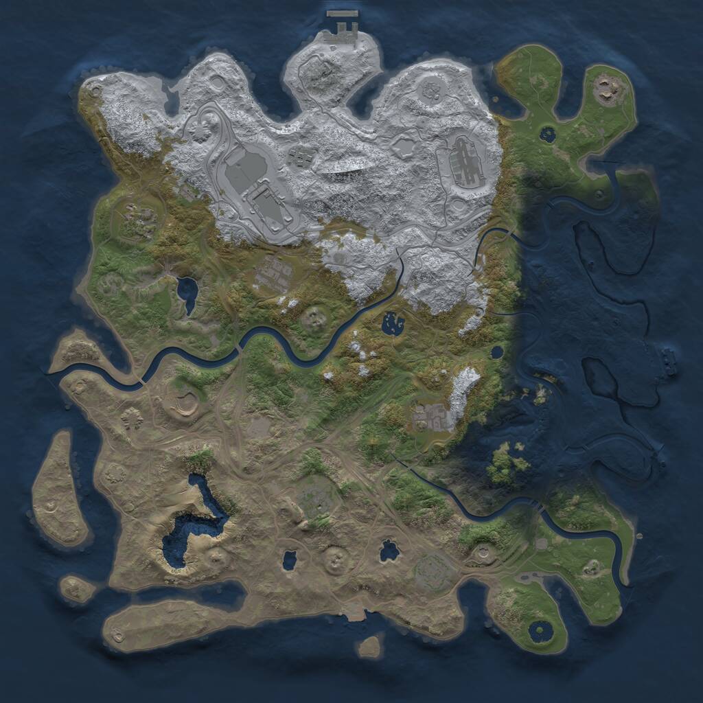 Rust Map: Procedural Map, Size: 4500, Seed: 2062963464, 17 Monuments