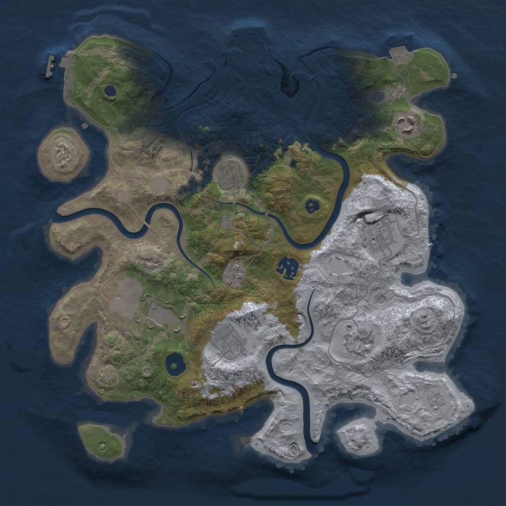 Rust Map: Procedural Map, Size: 3500, Seed: 1429531609, 14 Monuments