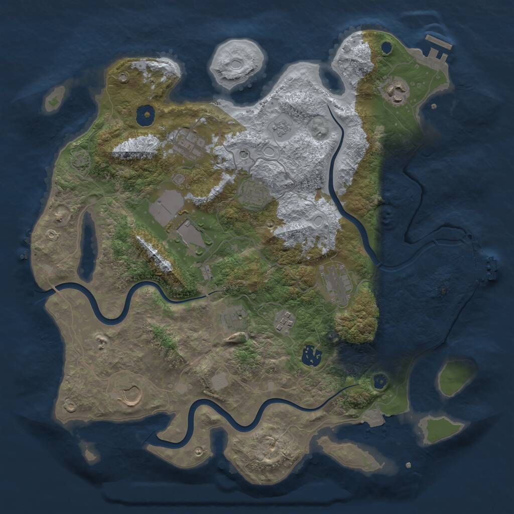 Rust Map: Procedural Map, Size: 3750, Seed: 791697746, 15 Monuments