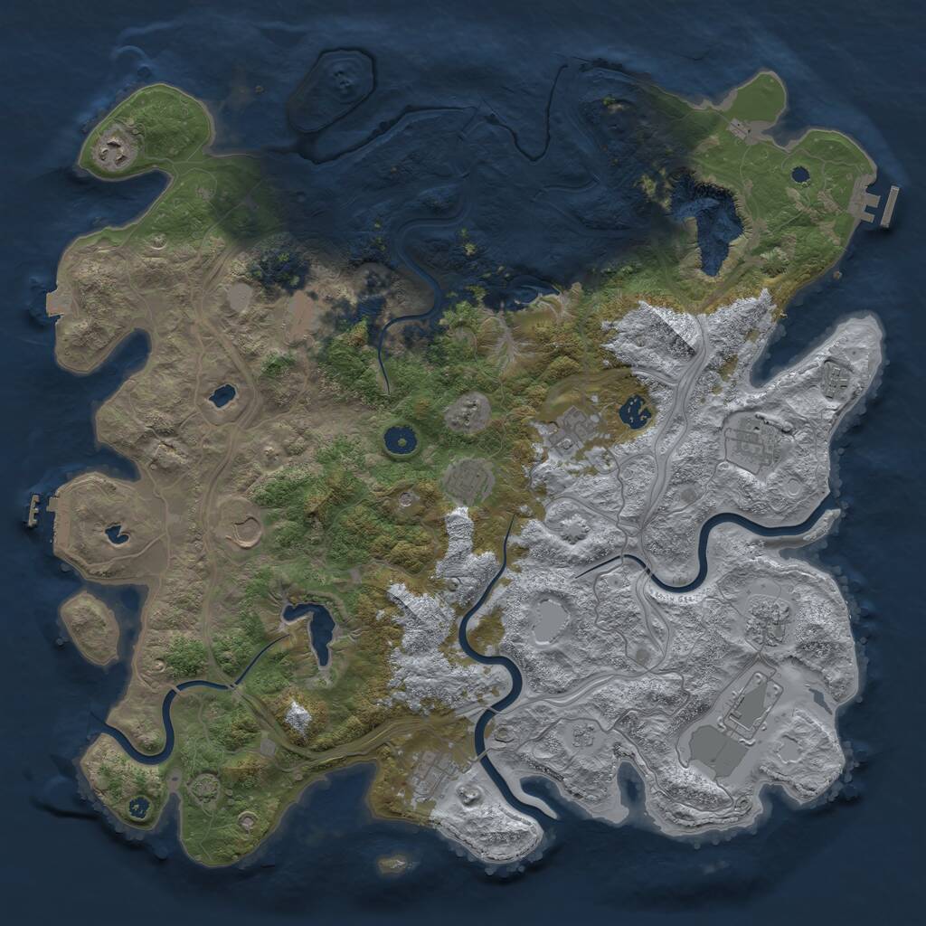Rust Map: Procedural Map, Size: 4500, Seed: 790311476, 17 Monuments