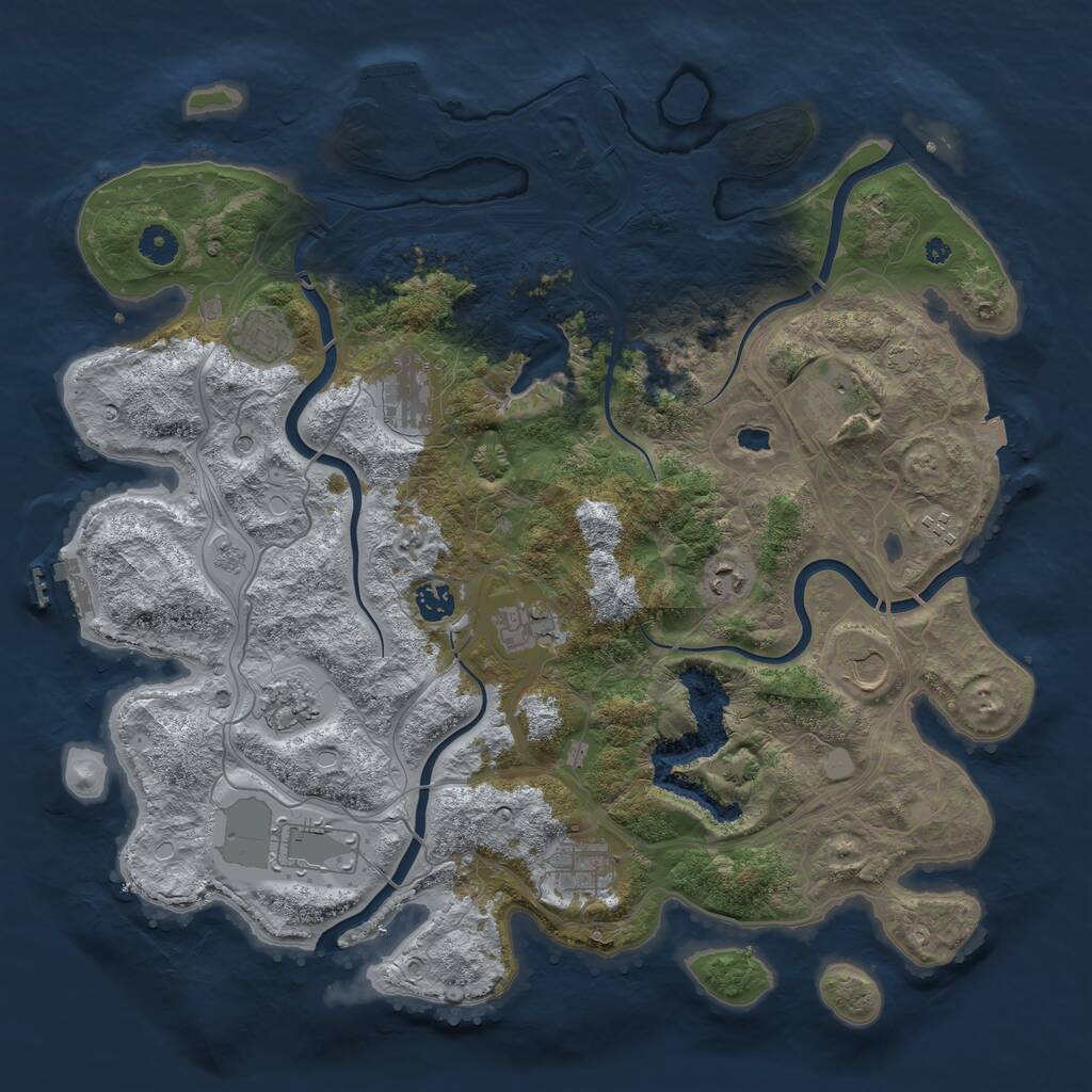 Rust Map: Procedural Map, Size: 4250, Seed: 1884563507, 17 Monuments