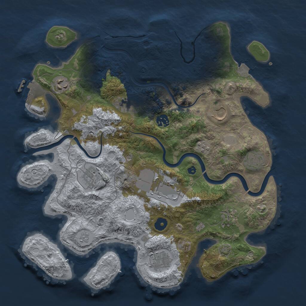 Rust Map: Procedural Map, Size: 3600, Seed: 123244567, 16 Monuments