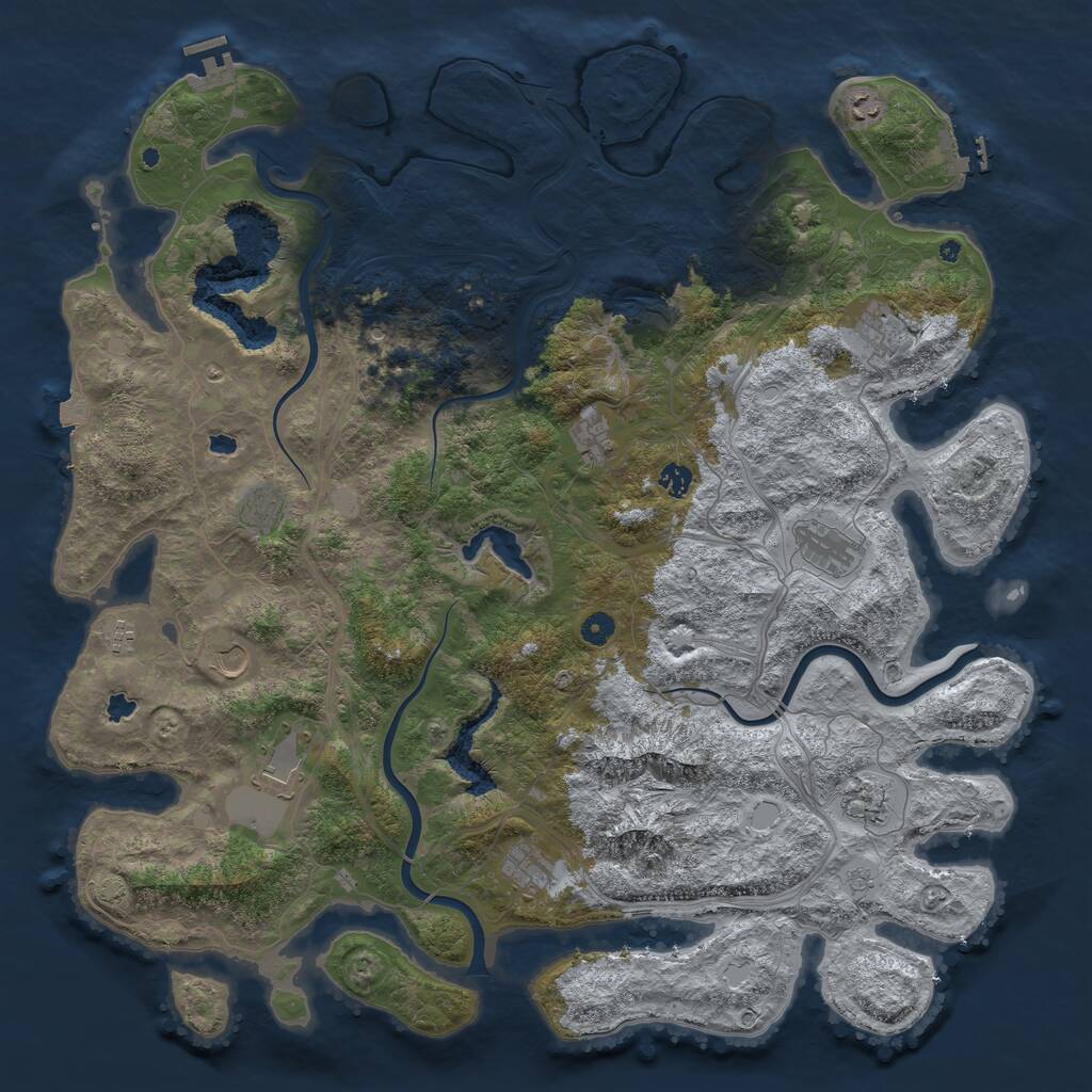 Rust Map: Procedural Map, Size: 5000, Seed: 1160535406, 17 Monuments