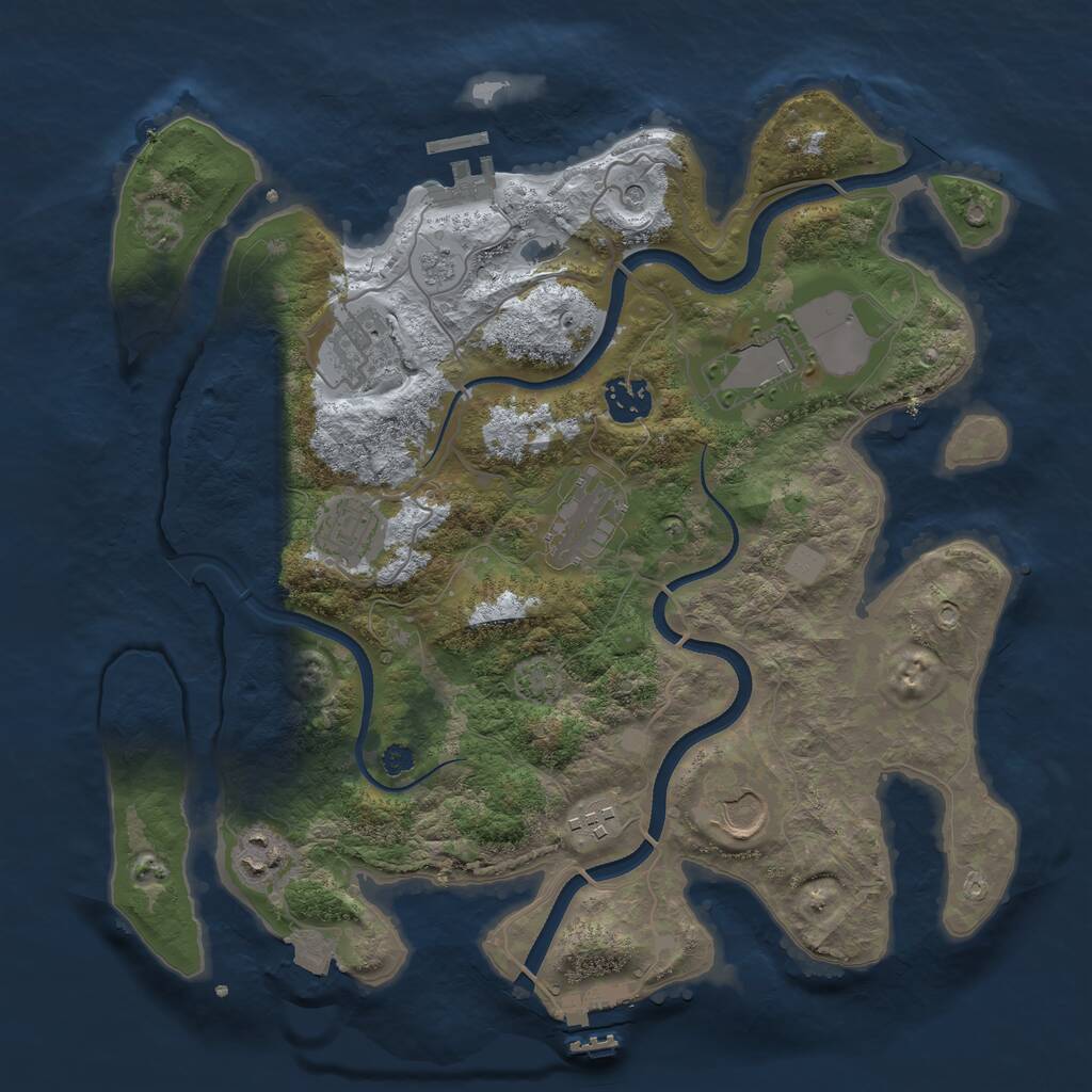 Rust Map: Procedural Map, Size: 3500, Seed: 1918653217, 14 Monuments