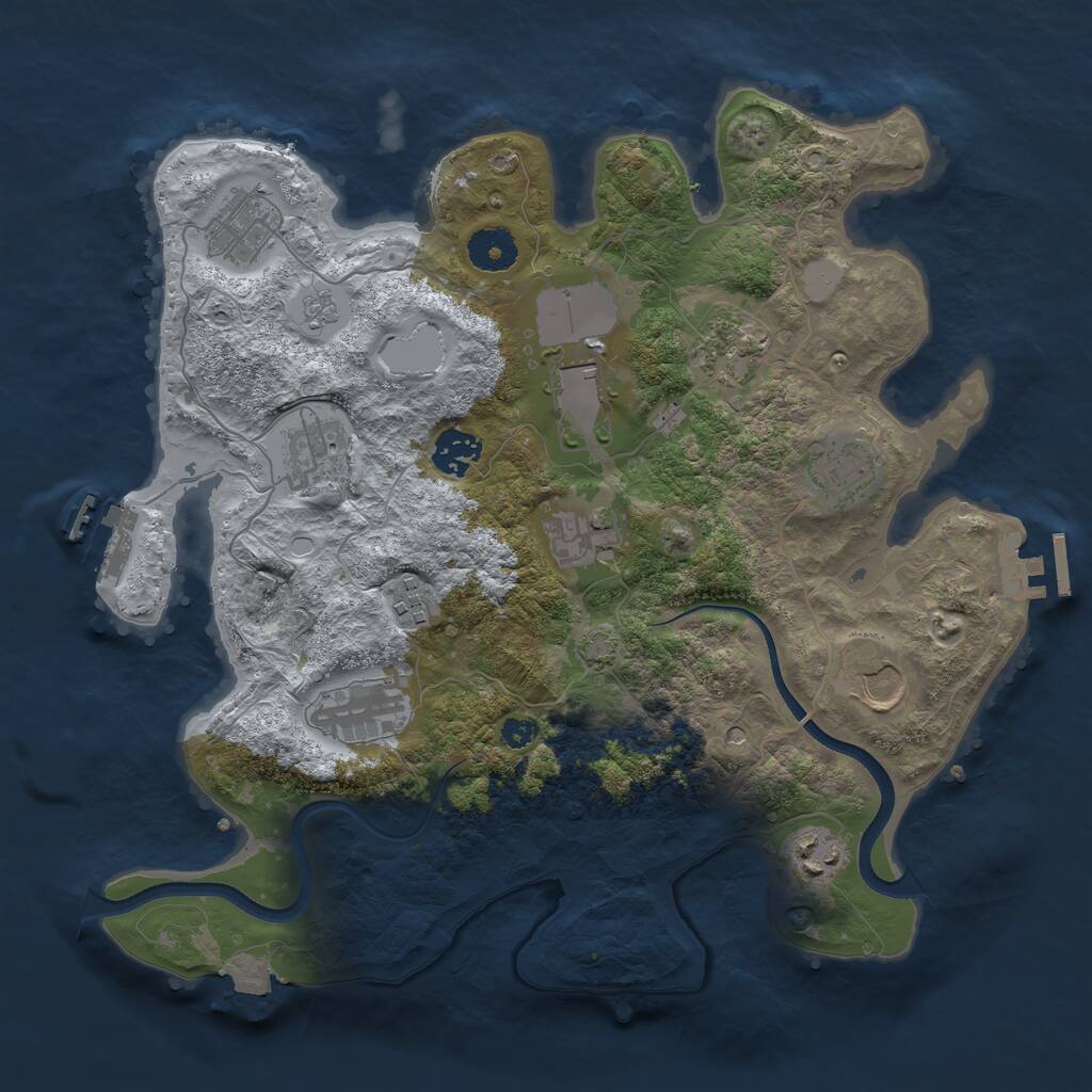 Rust Map: Procedural Map, Size: 3500, Seed: 1107388360, 17 Monuments