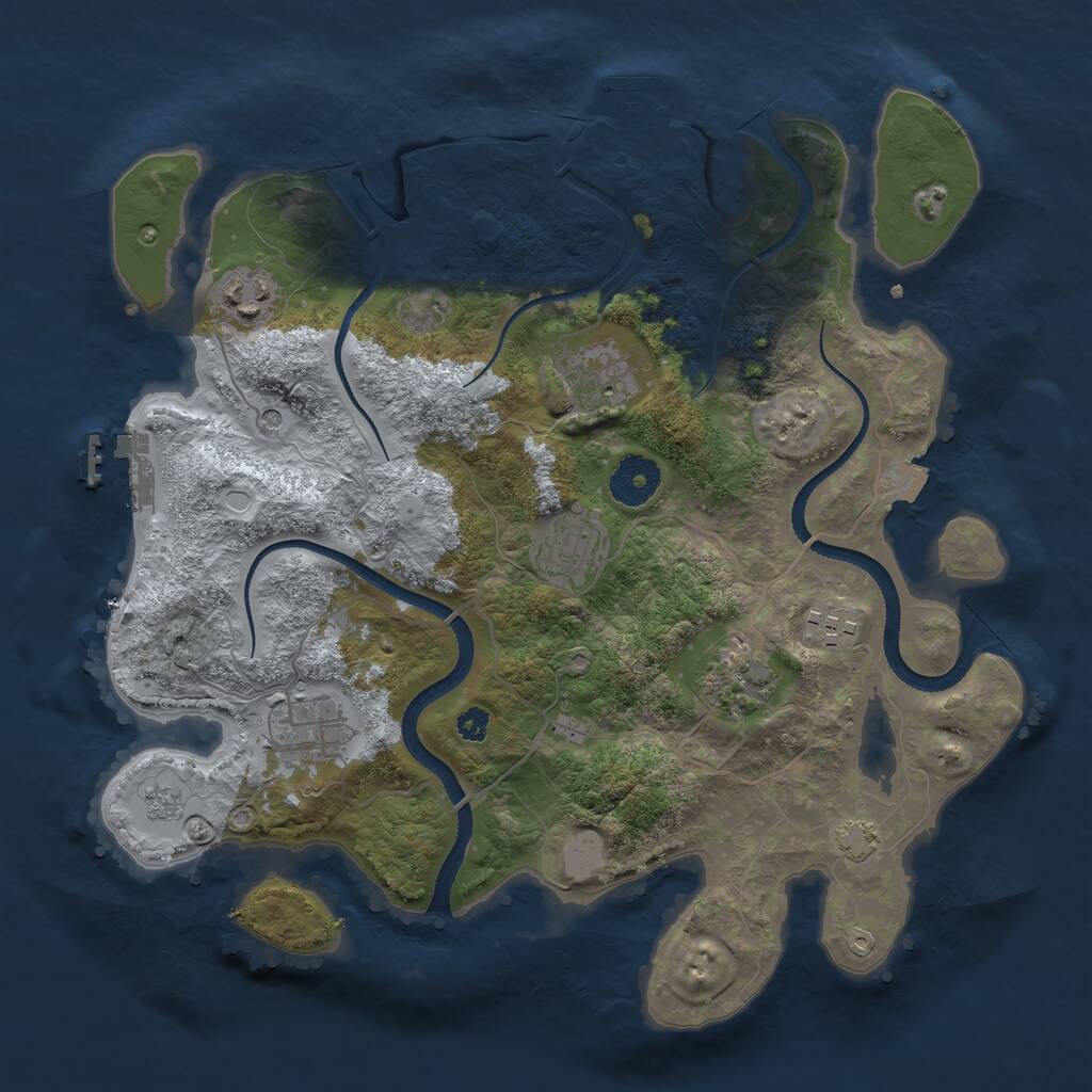 Rust Map: Procedural Map, Size: 3300, Seed: 1500721694, 12 Monuments