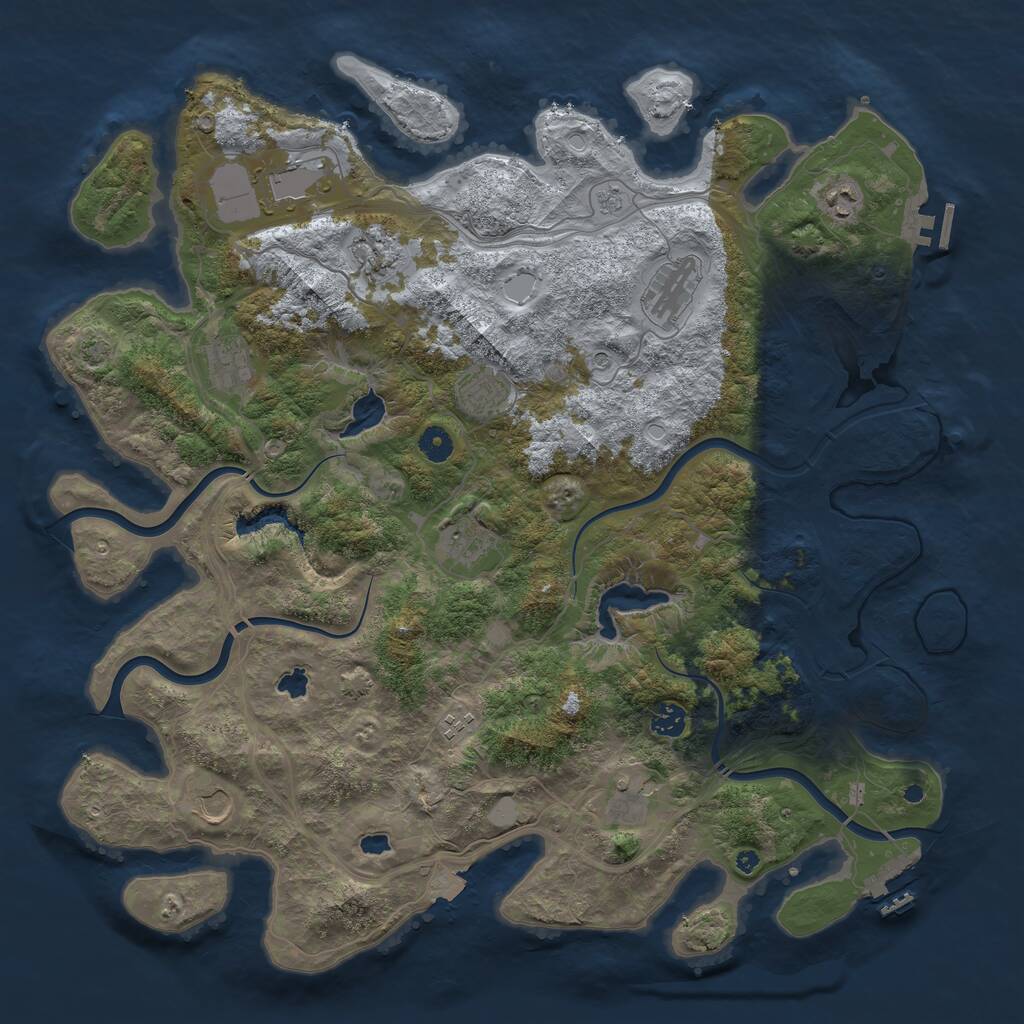 Rust Map: Procedural Map, Size: 4500, Seed: 1578510540, 17 Monuments