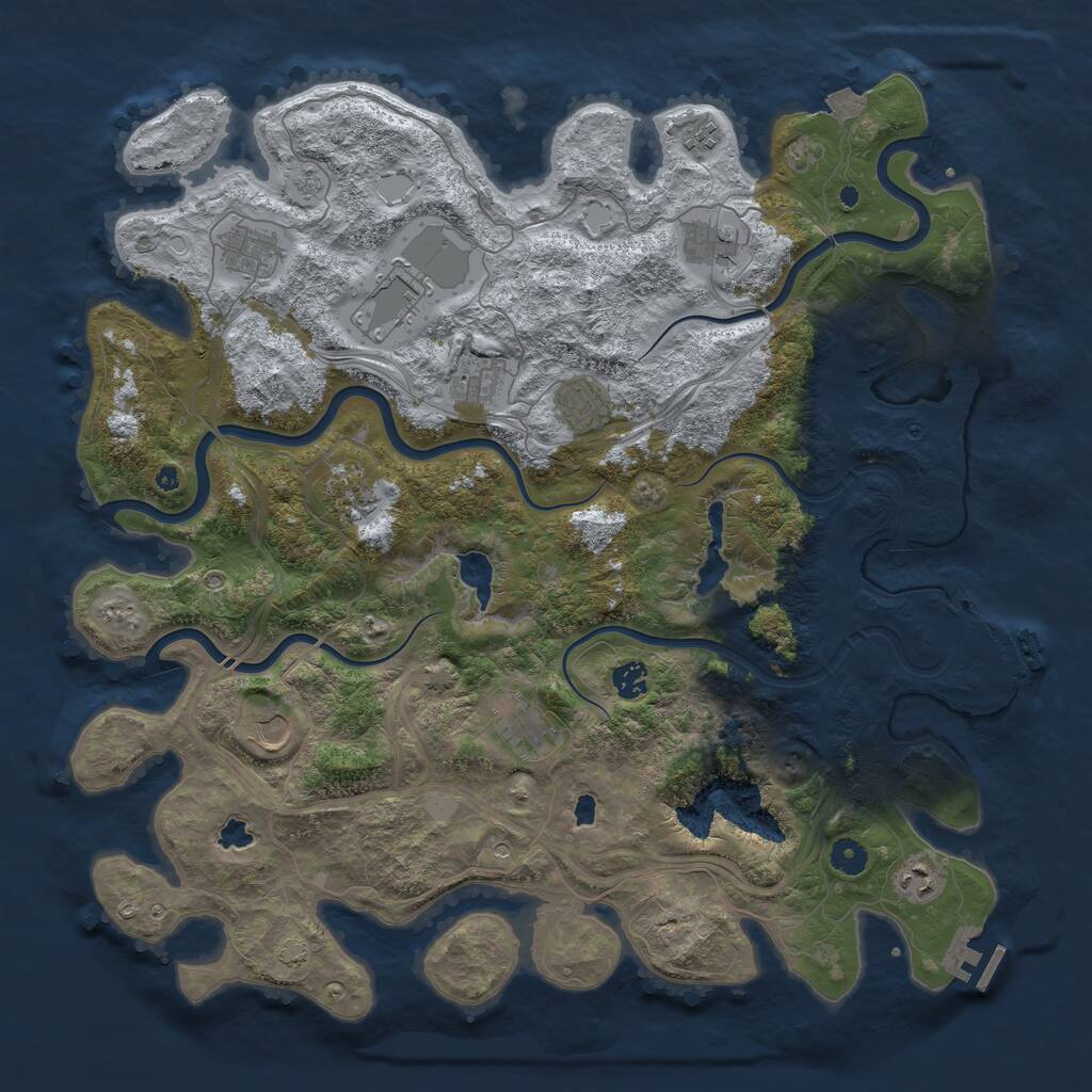 Rust Map: Procedural Map, Size: 4500, Seed: 1433422735, 17 Monuments