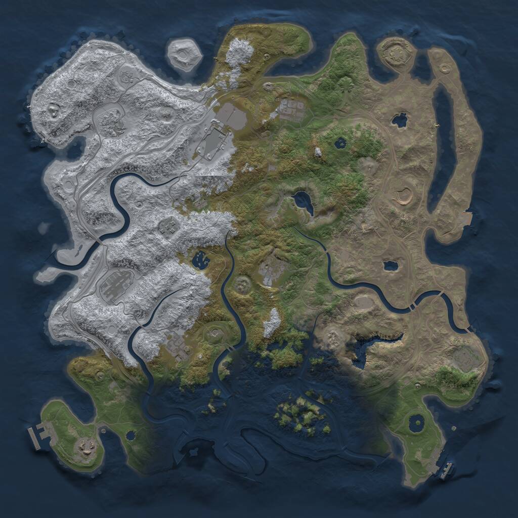 Rust Map: Procedural Map, Size: 4500, Seed: 1887913694, 17 Monuments